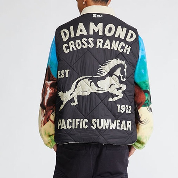 NEW PACSUN Diamond Cross Ranch x PacSun Canvas Vest size:Large - Picture 3 of 7